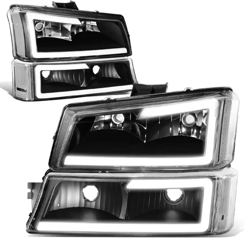Miniatura 8 de Juego de faros delanteros y defensa DNA MOTORING HL-LB-CSIL03-SM-CL1 con lentes ahumados 3D LED DRL compatible con 03-06 Silverado 1500-3500
