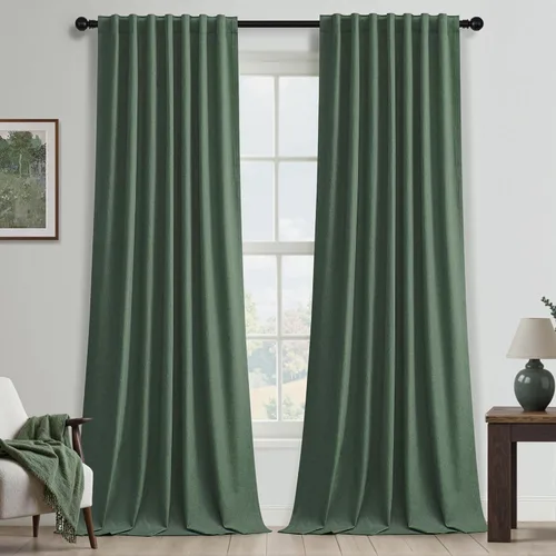 Miniatura 33 de UHITECH Cortinas cortas de lino de 24 pulgadas de largo para ventanas pequeñas de granja, cortinas opacas modernas para sala de estar, pestañas