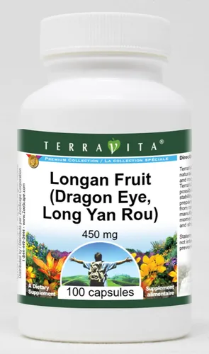Fruta Longan (Ojo de Dragón, Long Yan Rou) - 450 mg (100 Cápsulas, ZIN: 521849)