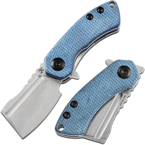 Miniatura 11 de KANSEPT Knives Mini Korvid Cleaver Mini cuchillo de bolsillo para hombre, 1.45 pulgadas, hoja negra lavada a la piedra de 60.6 in, jade G10
