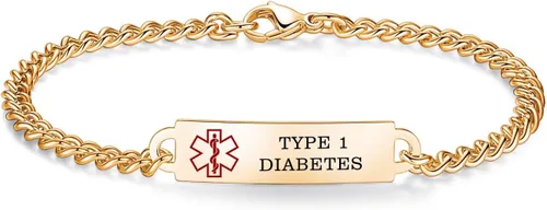 Miniatura 15 de Pulseras de identificación de alerta médica de 6.5 "-8.5" para mujeres, pulseras de emergencia médica de acero inoxidable, grabado gratuito