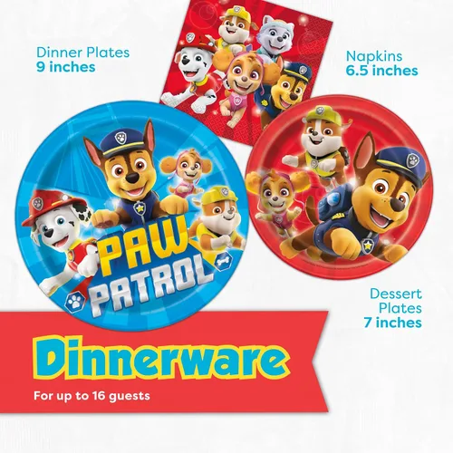 Miniatura 5 de Decoraciones de cumpleaños de Paw Patrol Sirve a 16 invitados Suministros de fiesta de Paw Patrol con licencia oficial Pancarta, mantel