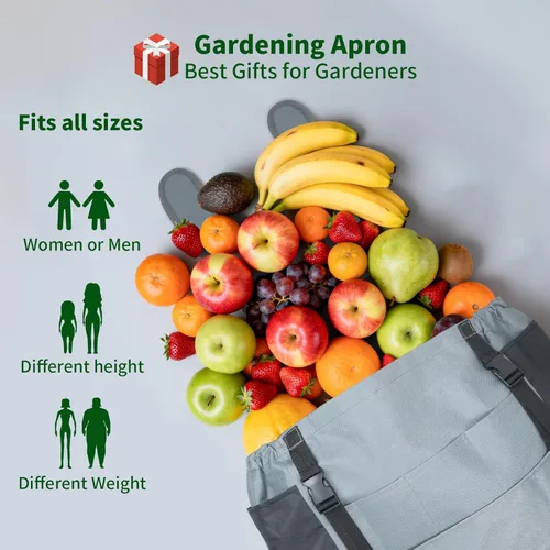 Miniatura 7 de Delantal de cosecha de jardín, delantal de jardinería con bolsillo inferior de liberación para mujeres y hombres, regalo de jardinería