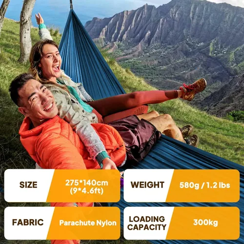 Miniatura 2 de NATUREFUN Hamaca ultraligera para viajes y camping Capacidad de carga de 300 kg, transpirable, de secado rápido Incluye 2 mosquetones premium, 2