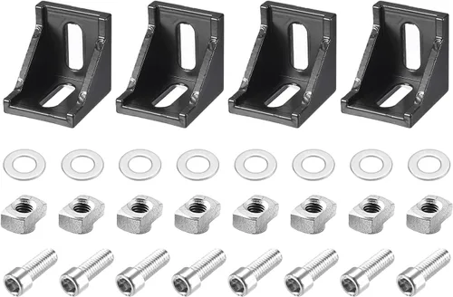uxcell Juego de 4 kits de refuerzo de soporte de esquina interior, conector de ángulo 4040 de 1.496 x 1.496 x 1.378 in para perfil de aluminio de la