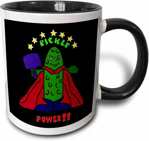 Miniatura 7 de 3dRose Taza de café, tamaño – 11 oz – Divertido superhéroe de pickleball de dibujos animados Pickle Sports and Hobbies – divertido regalo de taza