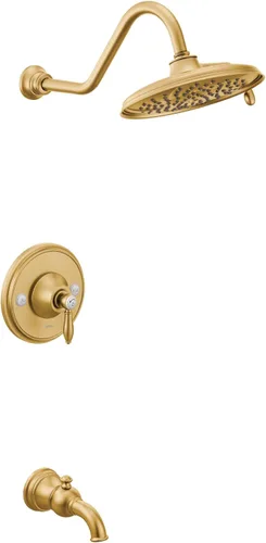 Moen TS32104EPBN Weymouth Posi-Temp - Kit de molduras para tina y ducha, requiere válvula, incluye ducha de lluvia ecológica de 2 pulverizaciones de