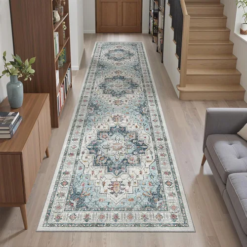 Miniatura 984 de Madane Tapete lavable de 2 x 10 pies para pasillo, cocina, recibidor, clásico, suave, antideslizante para interiores, casa de campo, baño, sala