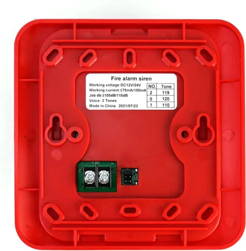 Miniatura 6 de QWORK Alarma de incendios, 12 / 24 V CC con cable de sonido y luz de alarma de incendios de advertencia estroboscópica de sirena, sensor de sistema