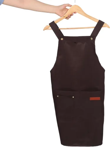 Miniatura 4 de Uonlytech Waterproof Commercial Bib Apron with Pockets Adjustable Unisex Work Apron for Kitchen Cooking Serving Coffee Shop Staff
