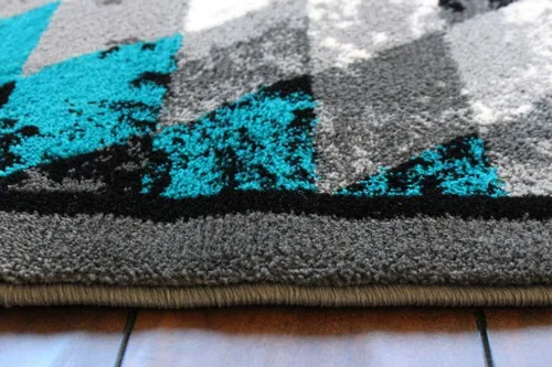 Miniatura 6 de Masada Rugs, Stephanie Collection - Alfombra de área del suroeste de nativos americanos, diseño envejecido 1106 turquesa, gris, blanco y negro