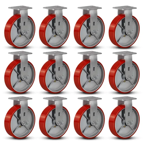 Miniatura 76 de Ruedas industriales de 4 x 2 pulgadas, ruedas resistentes, ruedas de poliuretano, capacidad de hasta 3200 libras. Uso para camión de plataforma