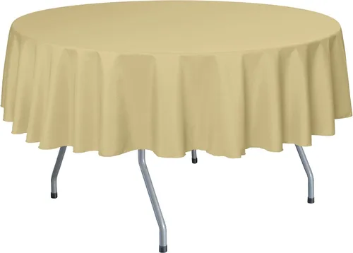 Miniatura 41 de Ultimate Textile Mantel redondo de lino de poliéster de 60 pulgadas, se adapta a mesas de menos de 60 pulgadas de diámetro, naranja neón