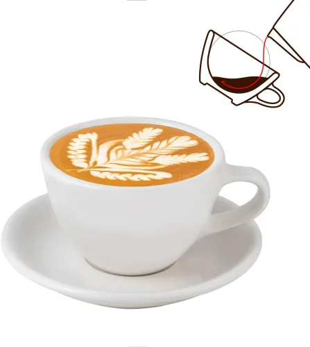 Miniatura 9 de watchget Taza y platillo de porcelana con leche – Taza de cerámica de 9.5 onzas para capuchino, té, latte, café moca, cian