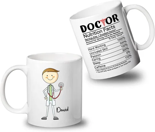 Miniatura 19 de Taza de café con nombre personalizado para médicos, taza de café personalizada para médicos, regalo para hombres, hombres, doctores, estetoscopio