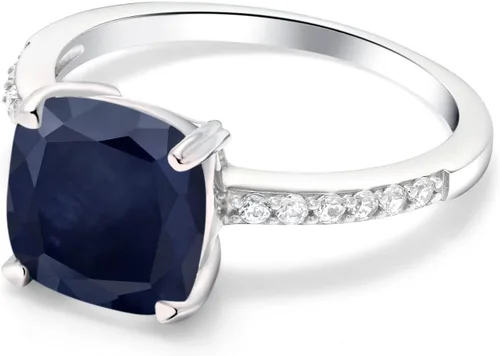 Miniatura 43 de Gem Stone King Anillo de compromiso de plata de ley 925 con piedra preciosa de corte cojín de 0.315 in Anillo de compromiso de aniversario de boda