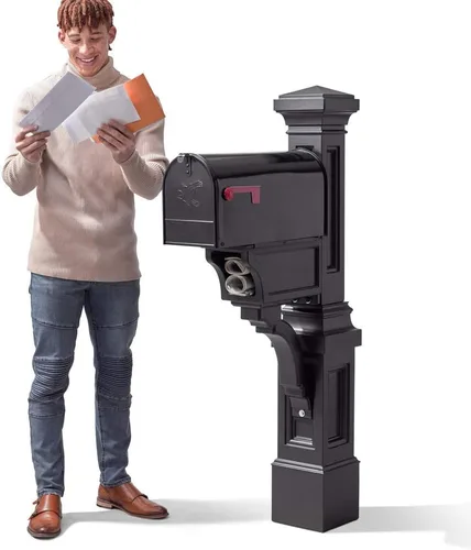 Miniatura 10 de Step2 Atherton Buzón y poste extra grande, resistente a la intemperie, buzones grandes para exteriores, hechos de plástico duradero, fácil