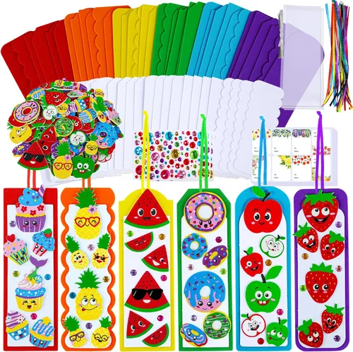 Winlyn 36 juegos de manualidades de frutas, manualidades de verano, marcapáginas de postre de frutas, juegos de arte de manzana, piña, sandía,