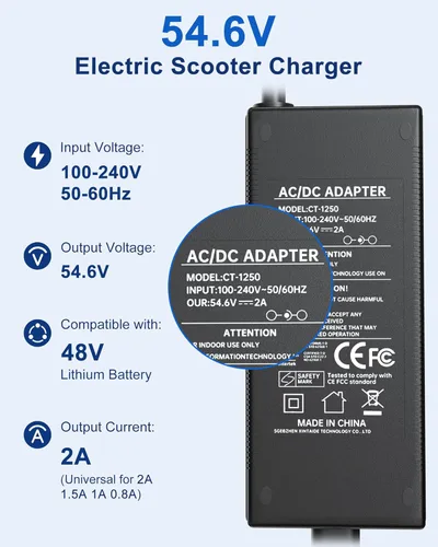 Miniatura 5 de WUKUR Cargador de batería Ebike de 54.6 V 2 A para batería de litio de 48 V, 5 conectores compatibles con Lectric XP 2.0/3.0, Ecotric City/Beach