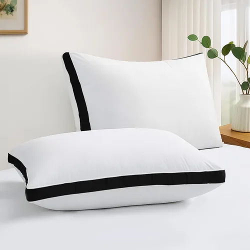 Miniatura 2 de LUX Décor - Juego de 2 almohadas suaves de hotel con refuerzo, para dormir de lado, boca abajo y de espalda, almohadas de cama de hotel alternativas