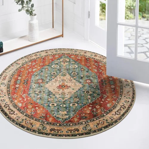 Miniatura 44 de Lahome Alfombra tribal bohemia de 2 x 3 pies, alfombra verde pequeña para entrada, suave, antideslizante, lavable, alfombra de baño bohemia de pelo