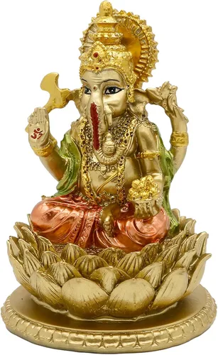 Miniatura 6 de alikiki Estatua hindú del Señor de Dios Ganesha - Estatua de Dios de la India Ganesh Escultura de ídolo de Ganpati Templo Mandir Indio Artículos