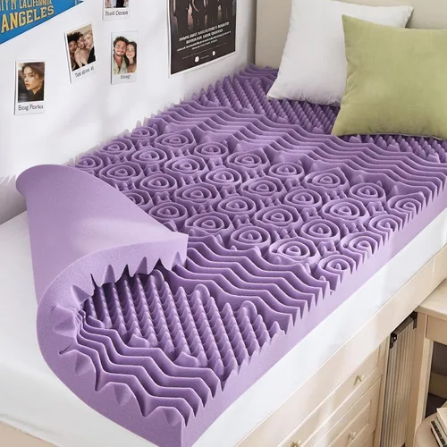 Miniatura 11 de MUXHOMO Cubrecolchón de 2 pulgadas de 7 zonas para cama King, colchón de espuma con diseño de huevos para aliviar el dolor de espalda, almohadilla
