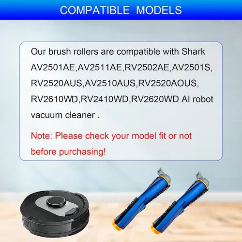 Miniatura 2 de Paquete de 2 piezas de repuesto de rodillos de cepillo AV2501S compatibles con Shark AV2501AE RV2502AE AV2511AE UR2500SR RV2610WD RV2620WD