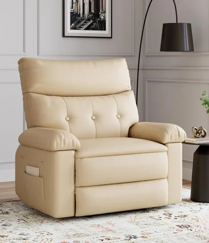 Sillón reclinable eléctrico extra ancho de gran tamaño para adultos, de piel sintética con acolchado de esponja de 1.5 veces de grosor, mecanismo