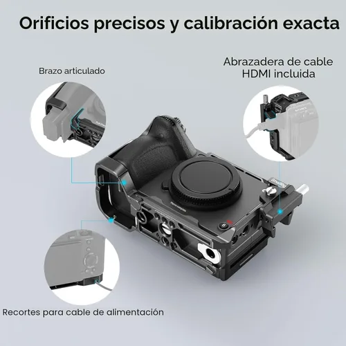 Miniatura 7 de SmallRig Jaula para Sony FX30 FX3 FX3 FX3A con abrazadera de cable para HDMI, superficie negra brillante clásica, incluye zapata fría y riel NATO