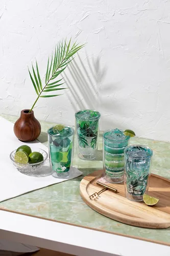 Miniatura 12 de Tervis Yao Cheng - Vaso aislado de doble pared de cristal verde hecho en Estados Unidos mantiene las bebidas frías y calientes, 16 onzas, 4
