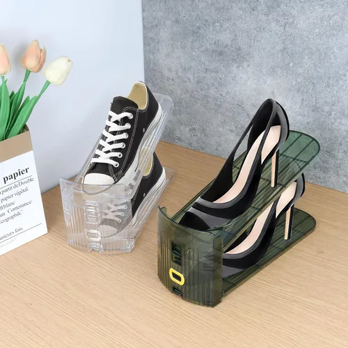Miniatura 5 de Yes!Fresh Organizador de ranuras para zapatos, apilador de zapatos estilo boutique para un par de zapatos, zapatero separable para organización
