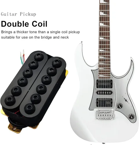 Miniatura 2 de SAPHUE Pastillas de guitarra eléctrica ajustables de bobina doble de metal Humbucker Punk para cuello/puente (Negro)