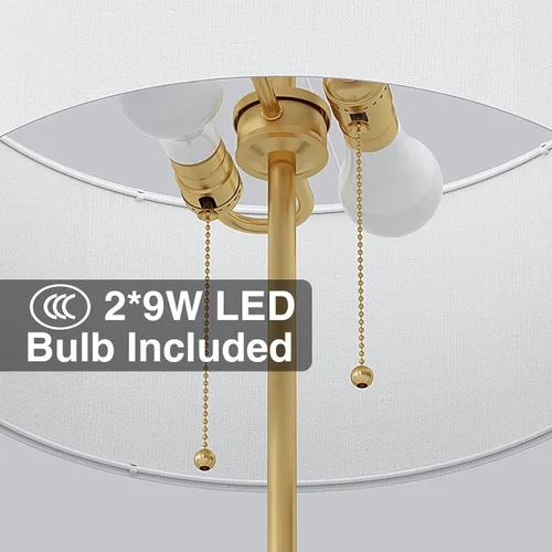 Miniatura 6 de Karjoefar Lámpara de pie de 2 luces, lámpara de pie de mediados de siglo con pantalla de tela blanca, lámpara de pie alta para sala de estar, Negro