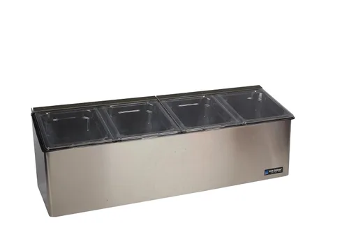 San Jamar Ez-Chill Centro de preparación de alimentos autoservicio con tapa con bisagras para bares, restaurantes y cocinas, acero inoxidable,
