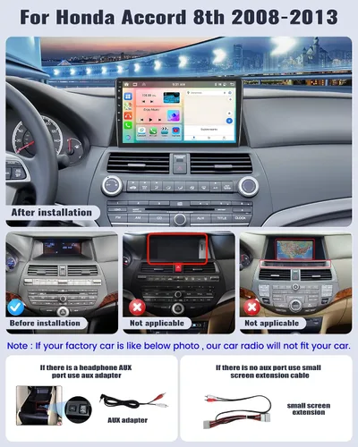 Miniatura 2 de SIXWIN Android 13 Estéreo del coche para Honda Accord 2008 2009 2010 2011 2012 2013 10.1 pulgadas pantalla táctil 2G+64G CarPlay Android Auto Car