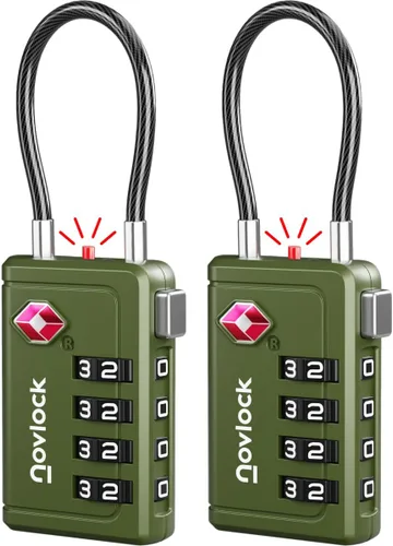 Miniatura 18 de Cerradura de equipaje aprobada por la TSA Indicador de inspección, combinación de 4 dígitos, aleación de zinc duradera para maletas, mochilas
