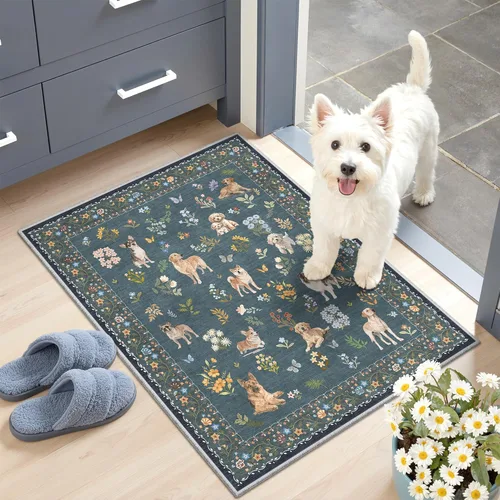 Miniatura 114 de Alfombra de pasillo Soalmost 2'6" x 10' lavable, alfombra antideslizante para cocina, baño, lavandería, alfombras vintage ultra delgadas para Beige