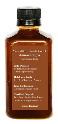 Miniatura 2 de Daana Aceite de mostaza: certificado USDA orgánico, extra virgen, prensado en frío (12 oz)