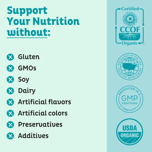 Miniatura 7 de KOS Polvo de espirulina orgánica – Certificado orgánico por USDA, 109 porciones de superalimento en polvo para batidos y jugos, algas azules verdes