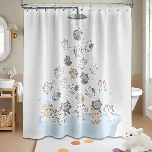 Miniatura 61 de Cortina de ducha floral para primavera y verano, flores silvestres, flores y mariposas, decoración de baño, tela impermeable con ganchos, 70