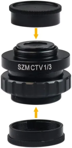 Miniatura 2 de Parco Scientific PA-CM-18 SZM CTV 1/3 Adaptador para microscopio estéreo trinocular, lente reductora de montaje en C 0.35x
