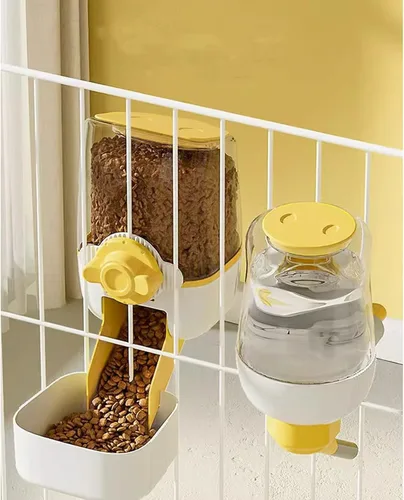 Miniatura 5 de Comederos automáticos colgantes para perros y gatos, comedero automático para conejos sin goteo, dispensador de jaulas de alimentación de mascotas