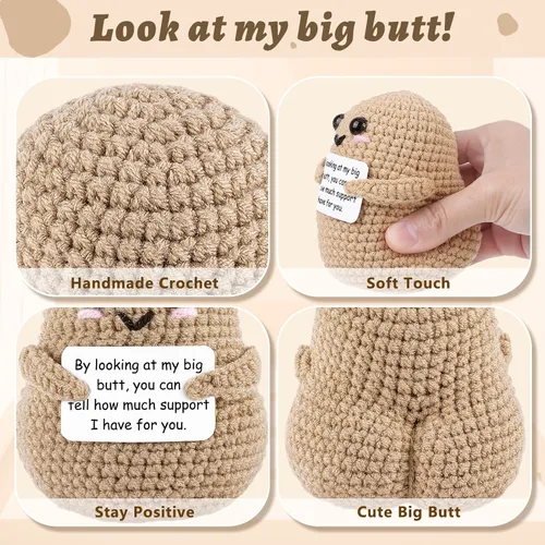 Miniatura 3 de Big Butt Potato - Divertida patata de ganchillo con tarjeta de afirmación de positividad para regalos divertidos de aliento