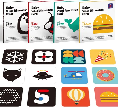 hahaland Flash Cards - Tarjetas de estimulación visual para bebés de 0-3-6-12-36 meses, 0-3 meses, juguetes para bebés recién nacidos, regalos de 6