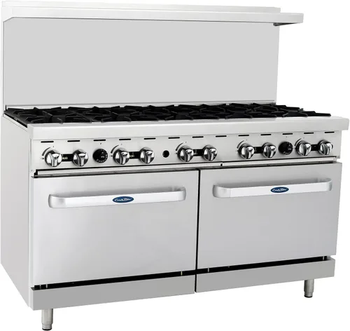 Atosa AGR Cocina de Gas Comercial, 60.0 in Gas Range, (10) Quemadores Superior, (2) Hornos Estándares, Gas Propano (AGR-10B-LP)