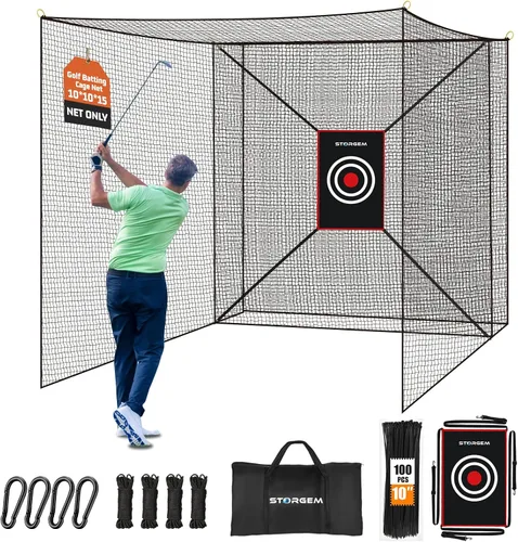 Miniatura 9 de Storgem Red de Bateo de Golf con Red de Golpeo Extra, Marco NO Incluido, Red de Práctica de Golpeo de Golf Resistente, Jaula de Bateo en el Patio