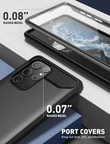 Miniatura 5 de Clayco Xenon Series - Funda para Samsung Galaxy S22 Ultra (6.8 pulgadas) 5G 360 grados, funda protectora robusta con protector de pantalla Negro
