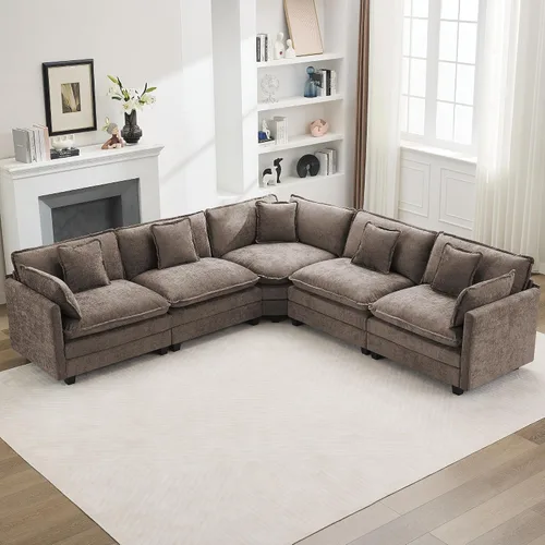 Miniatura 95 de Otomán de Sofá Moderno de Chenille Nube de 35'', Otomán Rectangular para Sofá Seccional Modular, Beige