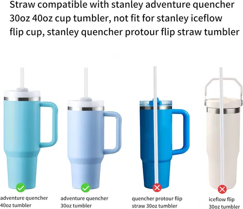 Miniatura 3 de Popote de repuesto compatible con Stanley Quencher de 40 oz, 30 oz Tumbler, popotes reutilizables extra largos de 12 pulgadas de plástico para vaso